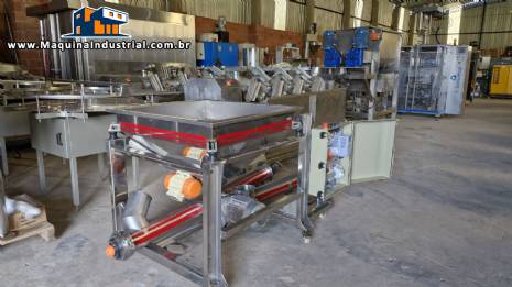 Rosca alimentadora transportadora helicoidal inclinada com silo receptor em inox Maqinox