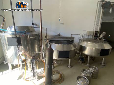 Sala de brassagem tribloco para para cervejarias cervejas artesanais 1300 litros por batelada