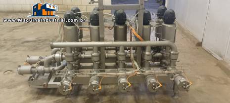Manifold cluster de válvulas sanitárias em inox Alfa Laval / Tetra Pak para laticínios leite lácteos bebidas