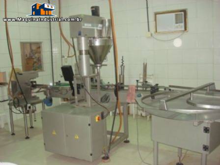 Linha para envasar p� em potes Masipack