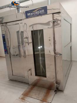 Forno rotativo carrinho duplo em inox Marcepan aquecimento a pellets Forno rotativo carrinho duplo em inox Marcepan aquecimento a pellets