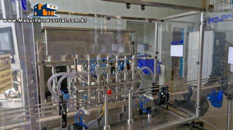 Linha completa de envase com envasadora rotuladora rosqueadora posicionador frascos Tecman Nelpas Tecnoenvase Tudela para líquidos cosméticos Linha completa de envase com envasadora rotuladora rosqueadora posicionador frascos Tecman Nelpas Tecnoenvase Tudela para líquidos cosméticos